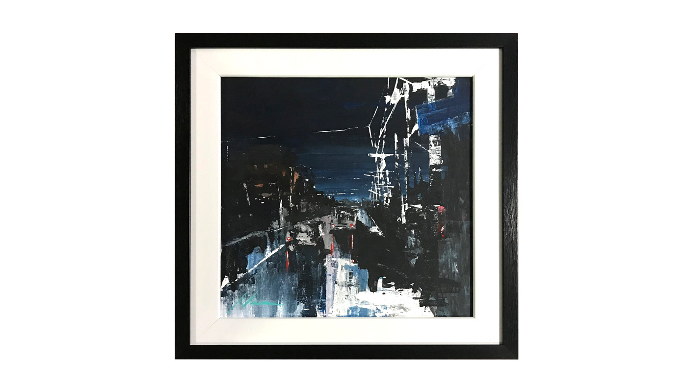 abstract acrylic cityscape painting   stonyfingers streetscape