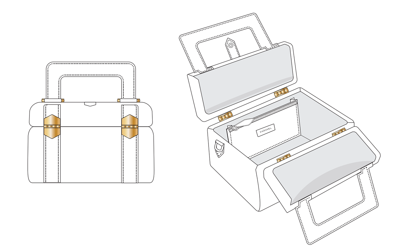 accessories Accessory adobe illustrator bags design flat sketches luggage paravel Tech Flats