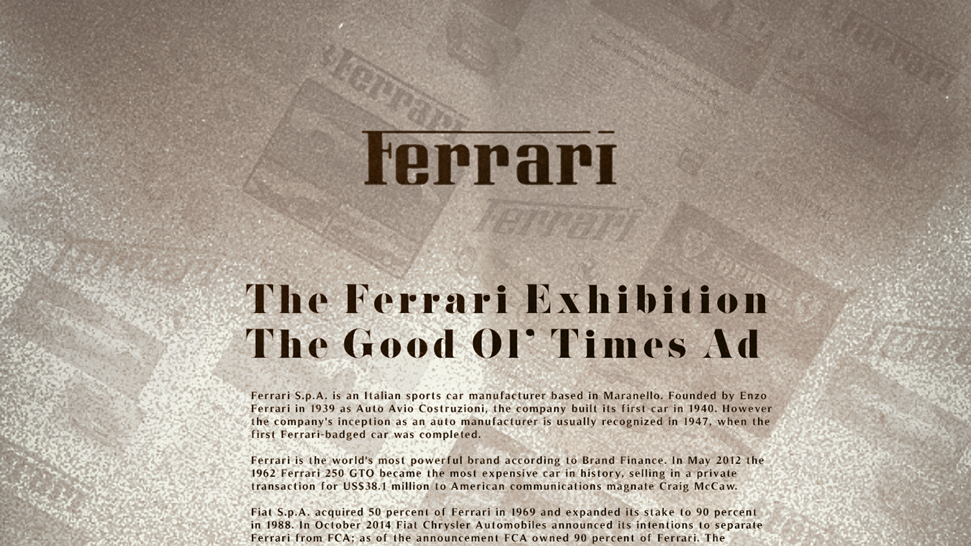 FERRARI old car ad Exhibition 