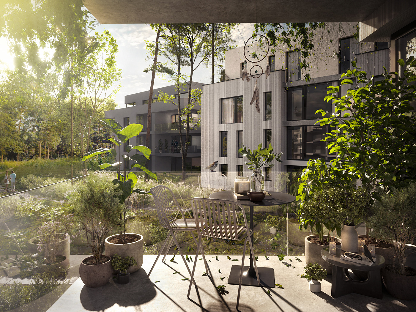 architecture 3ds max corona exterior CGI Render archviz 3D residential forest house