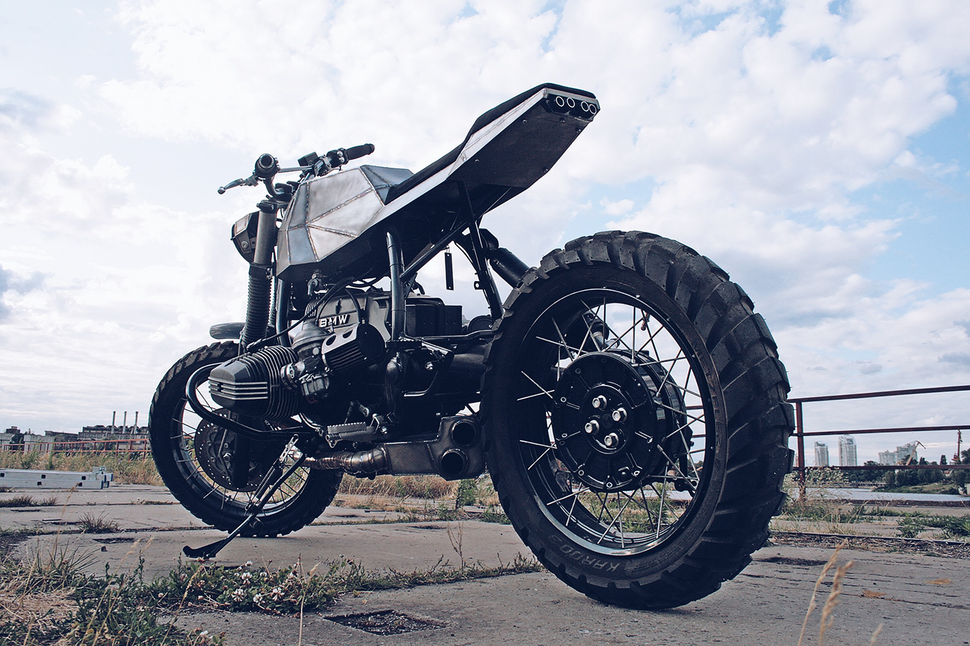 BMW motorcycle Titanium Custom Bike scrambler industrial welding Cyberpunk post apocalypse