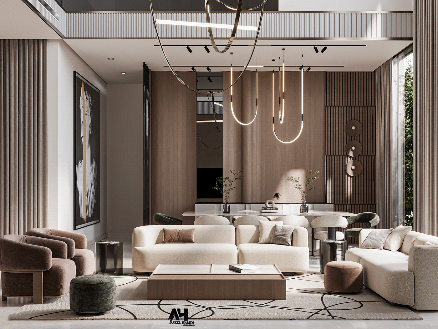 contemporary modern interior design  architecture Render luxury living room United Arab Emirates Modern Design reception