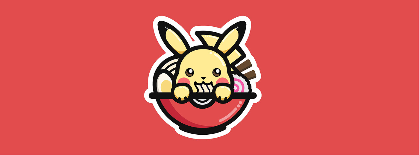 branding  sushi branding pikachu mascot logo kawaii logo cute branding anime branding pikachu logo Pokemon Branding Sushi Restaurant Branding