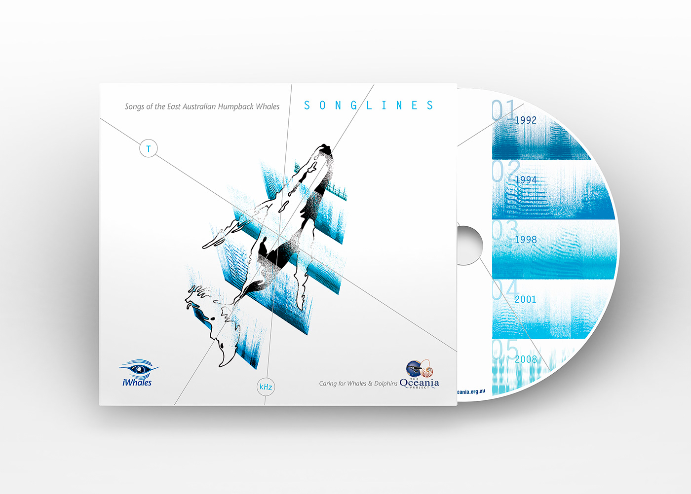 Cover and CD showing the progression of the Whale song over five different years.