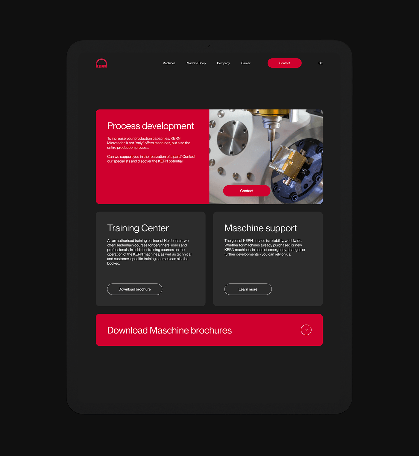 clean corporate Technology UI ux Webflow cards dark machinery manufacturing