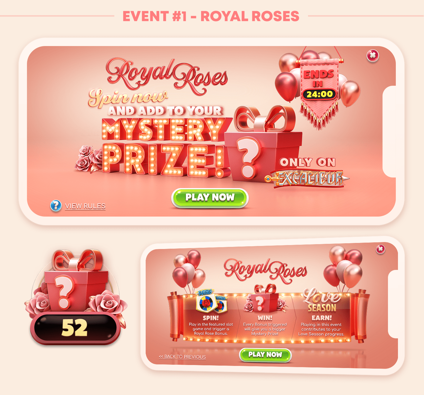 champagne pink frog knights live ops Love Princess Roses the Bachelor valentines