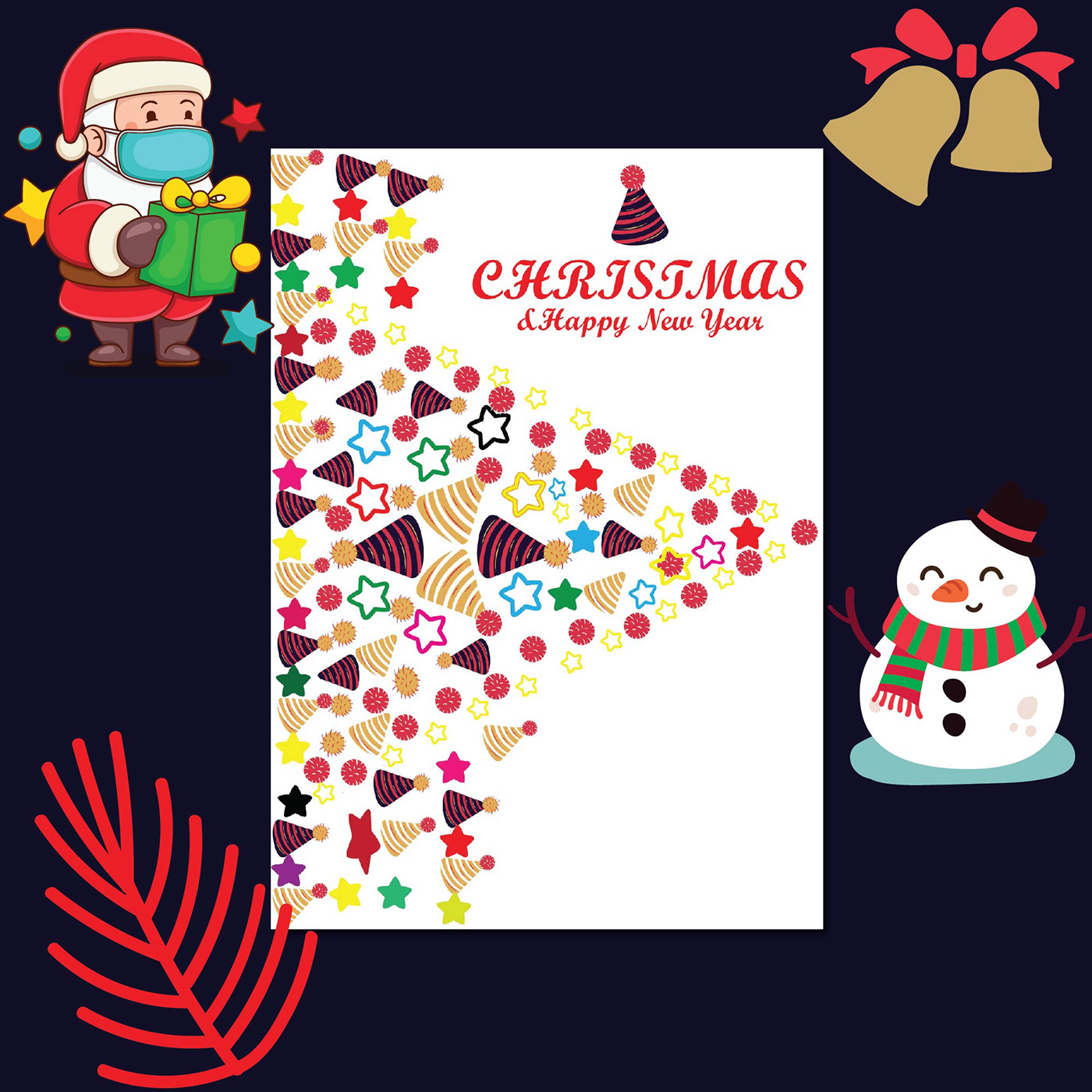add attractive card Christmas creative modern