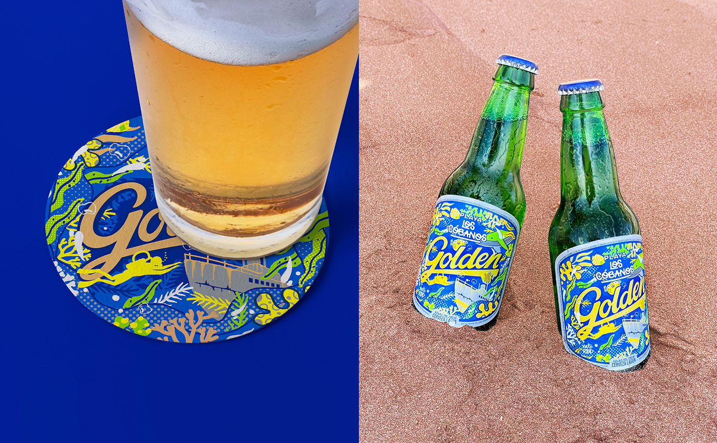 beach beer beer design beer label brewery campaign El Salvador ILLUSTRATION  Label label design