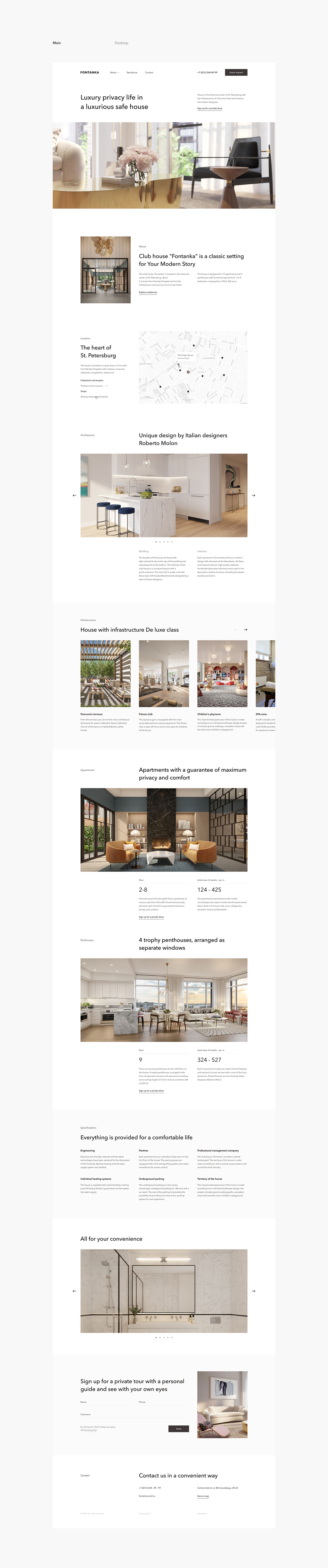apartments architecture landing Minimalism premium real estate UI ux Webdesign Website