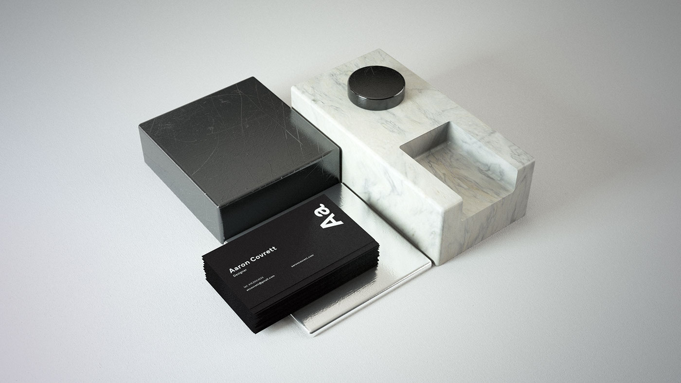self-brand Personal Identity identity Business Cards 3D cinema4d suite design Mockup presentation sculpture Octane Render black White photo