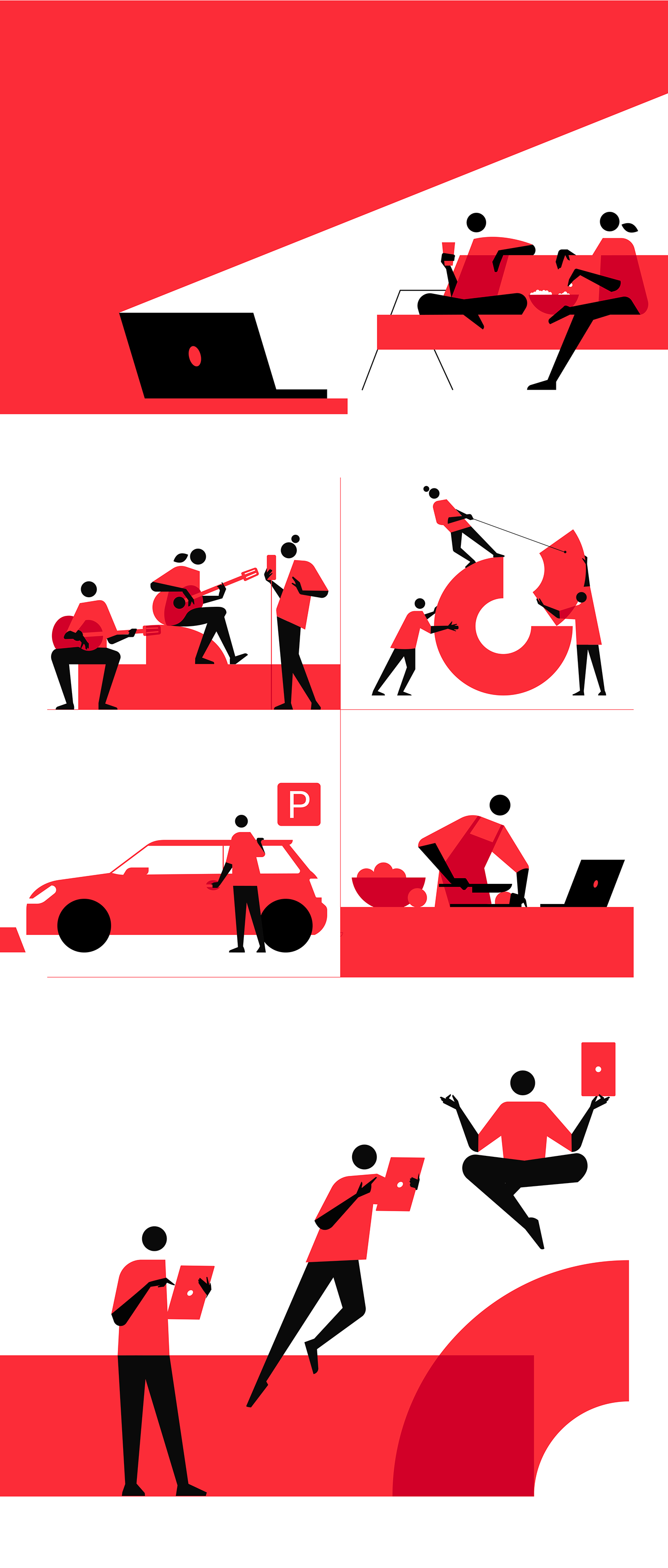 branding  corporate illustration employee identity Illustration Style MARIA FEDOSEEVA minimalistic red vector Vector Illustration
