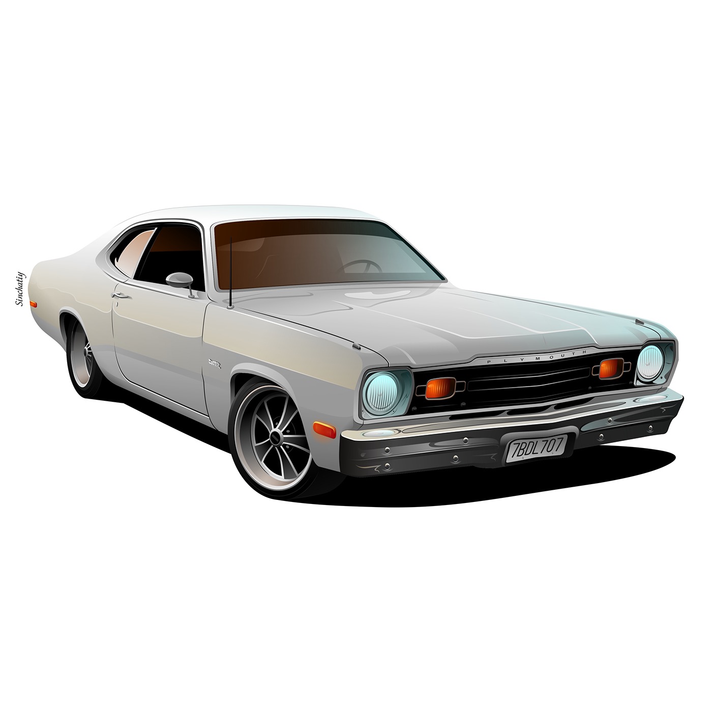 Plymouth Duster art ILLUSTRATION  Drawing 
