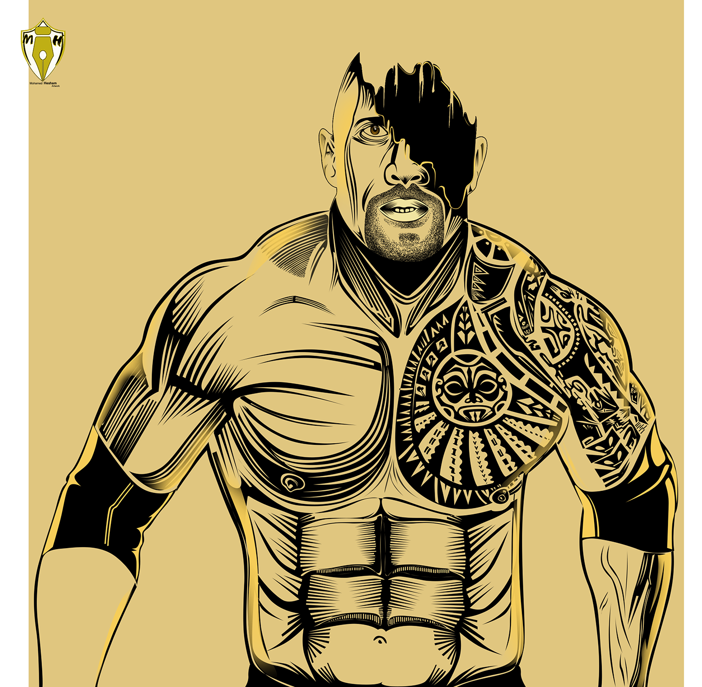 The Rock rock Dwayne Johnson Illistrution vector art Drawing  WWE