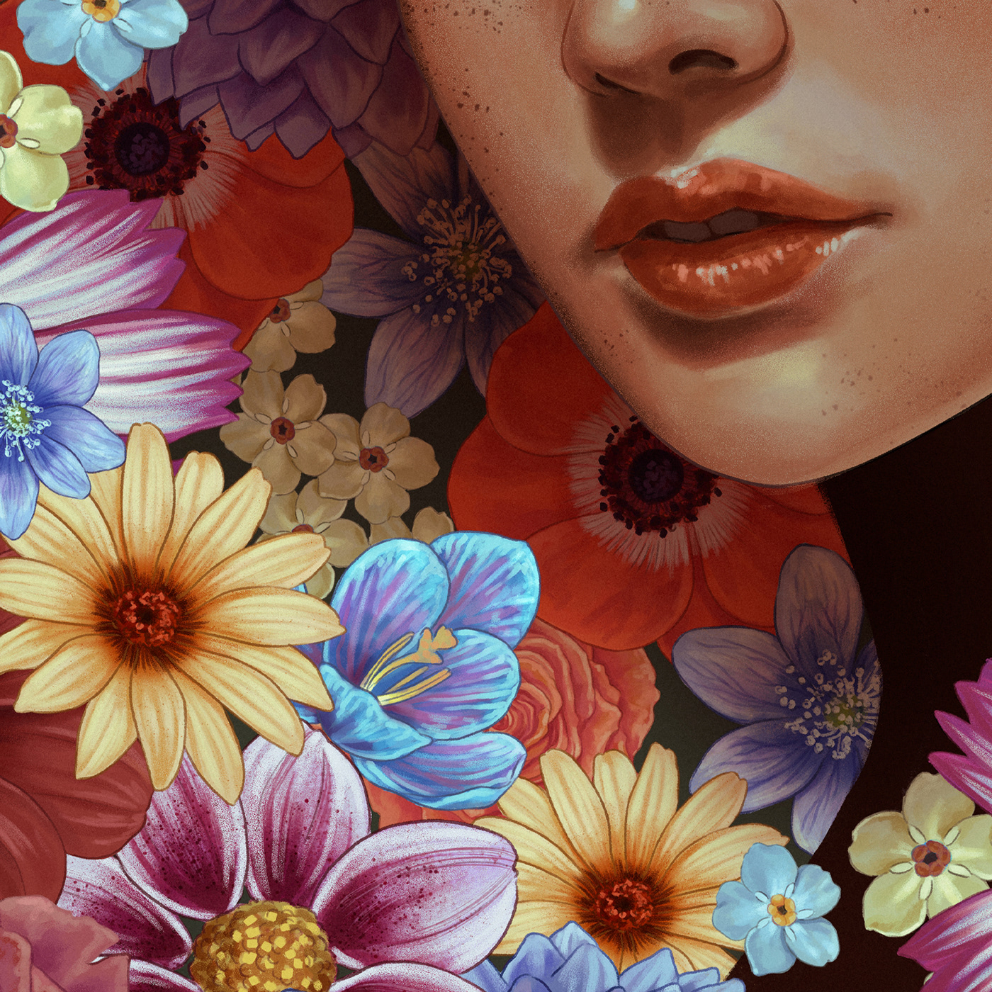 Editorial Illustration fernandamaya Flowers portrait spring wassermoth