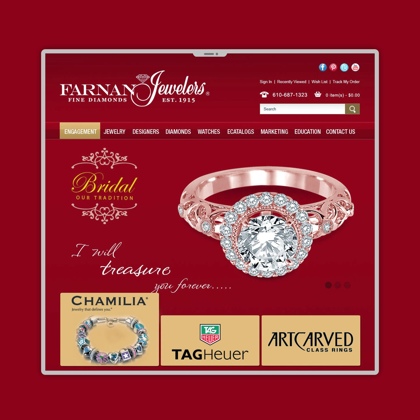 jewelry website Ecommerce landing page bridal collection Web Design  diamond  gold ring Mockup UI/UX