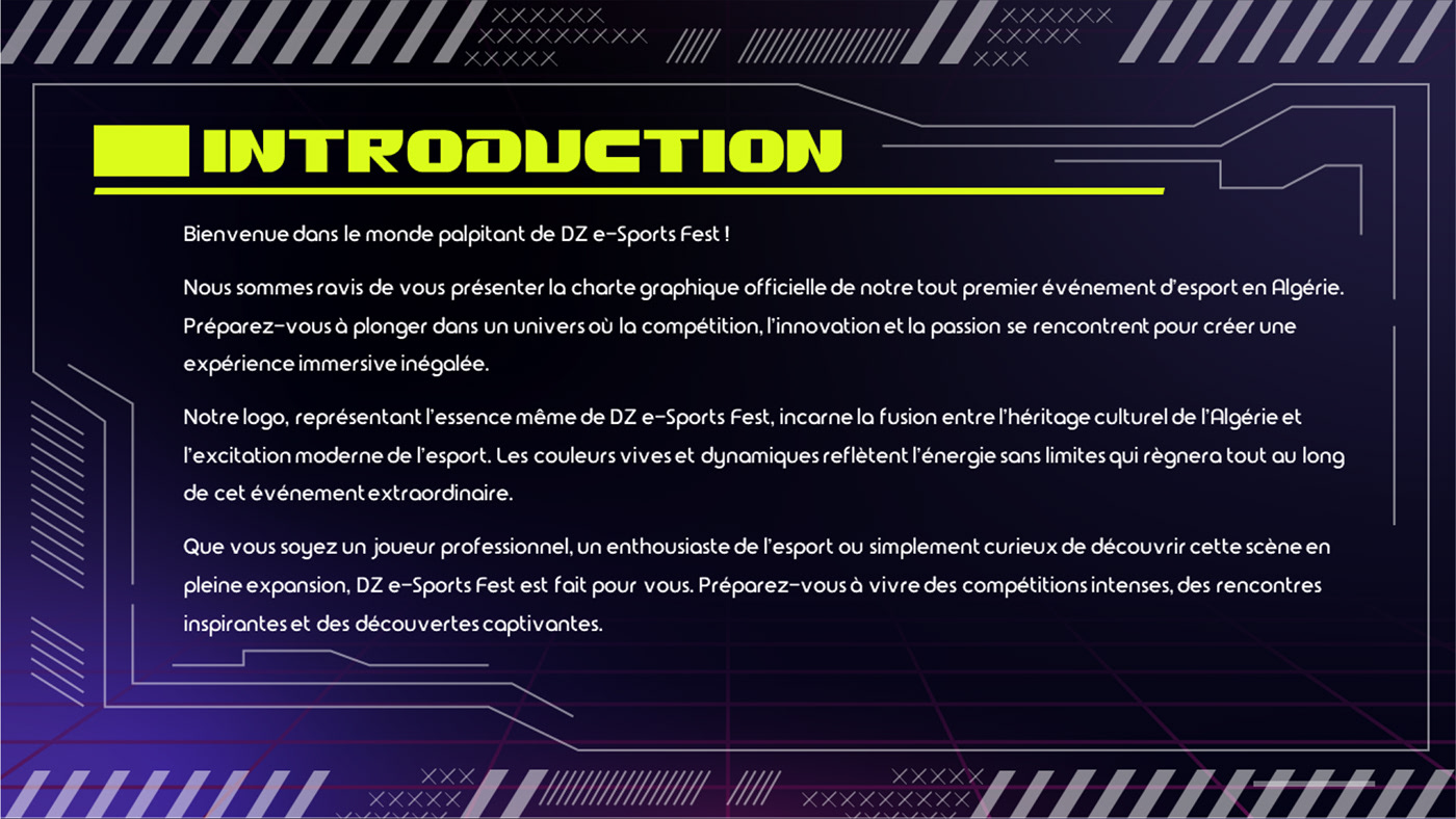 charte graphique identité visuelle Gaming evenement Event esports Algeria algerian brand identity graphic design 