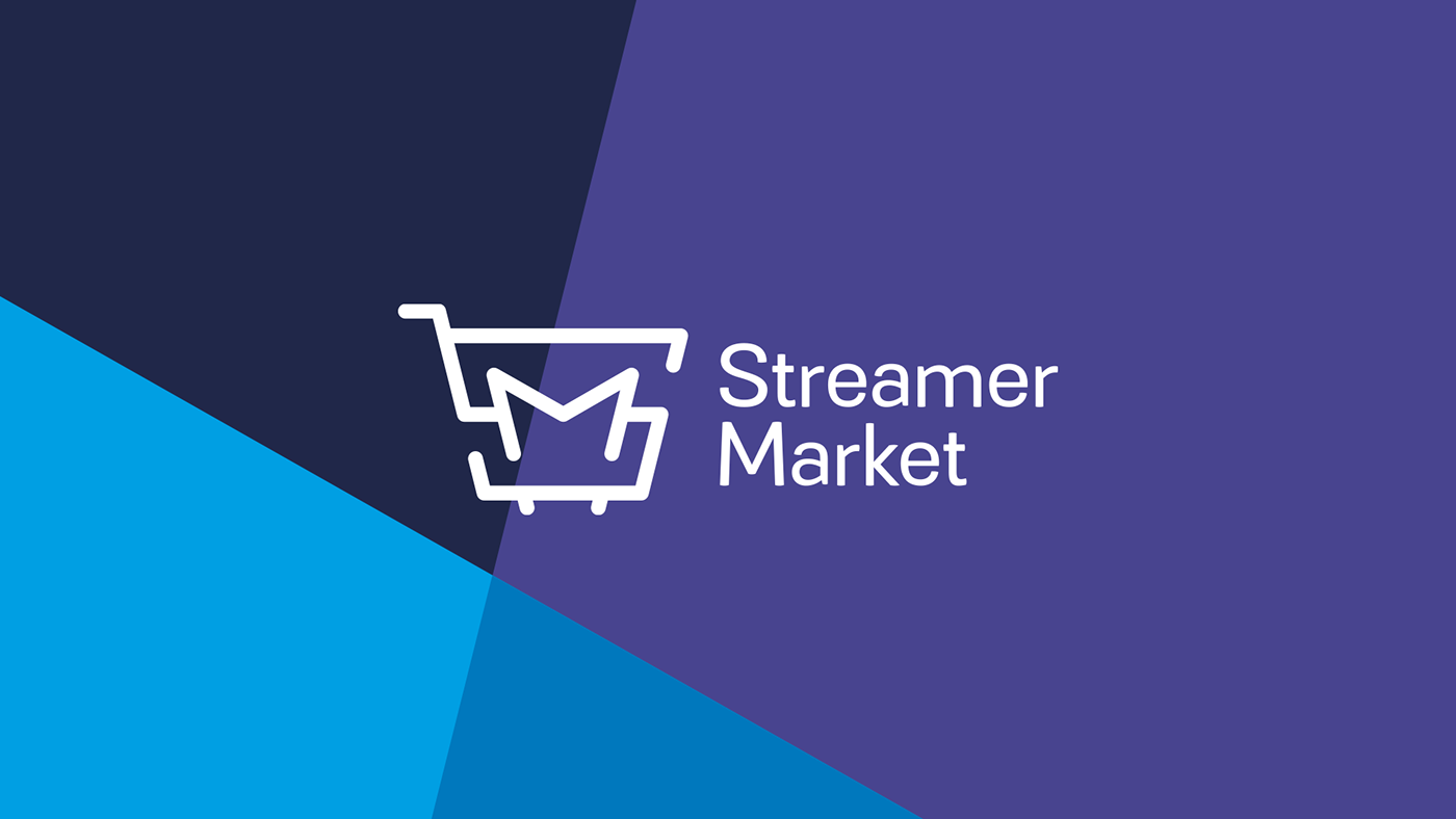 Streamer Market White Logo on Multi Pattern, Variation 2