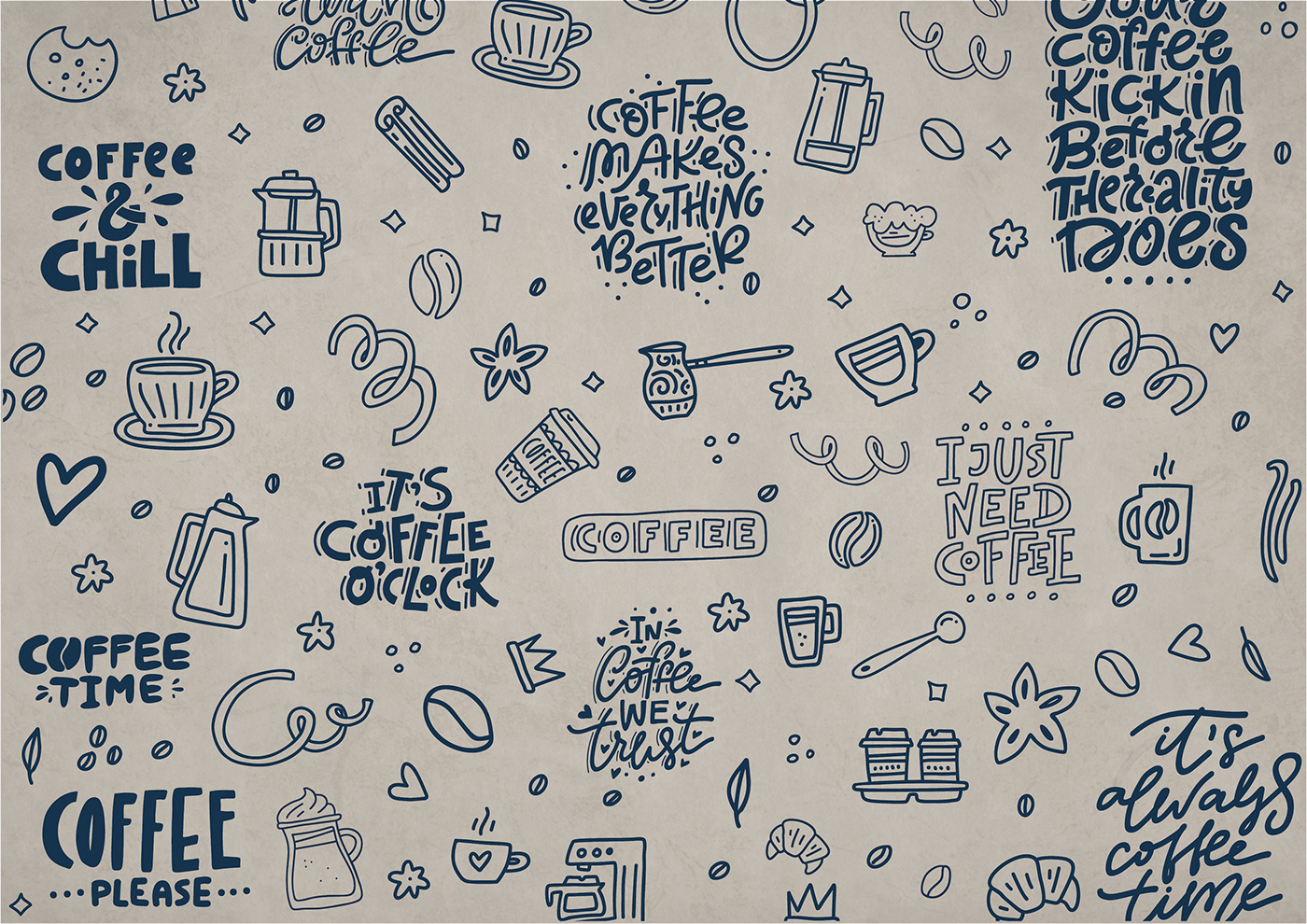 branding  graphic design  logo Coffee cafe ILLUSTRATION  coffee branding typography   stationary doodles