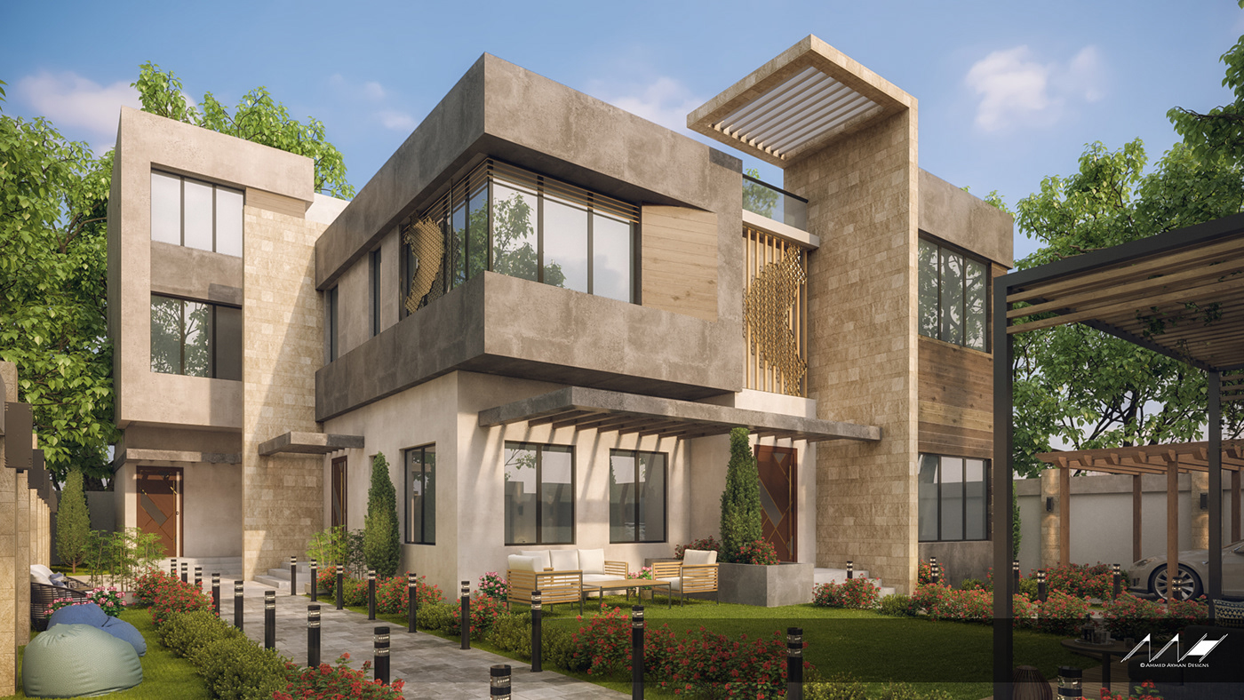 3dsmax architecture design facade KSA Render Saudi Villa visualization vray