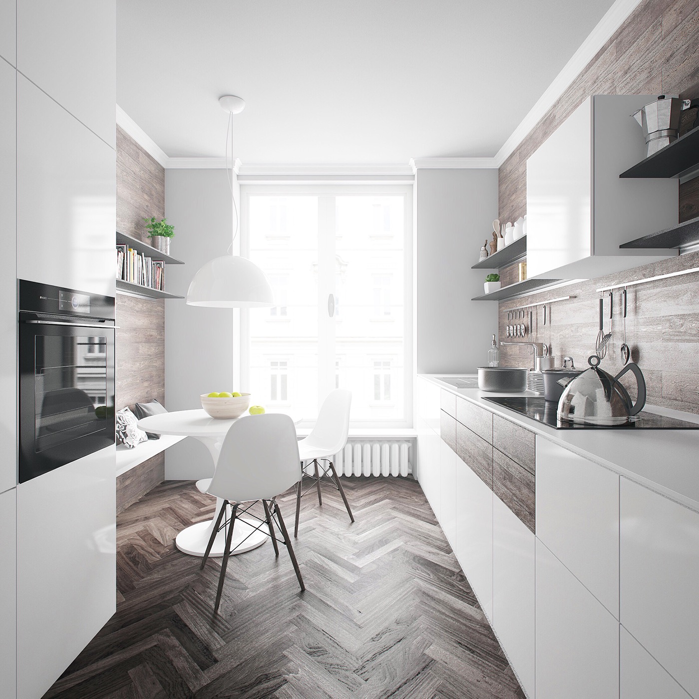kitchen Interior design 3d max vray wood