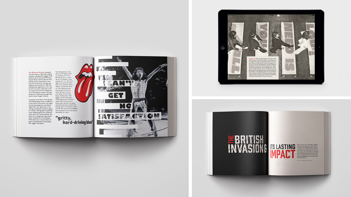 graphic design  book british rock music typography   edgy bold Layout writing  red