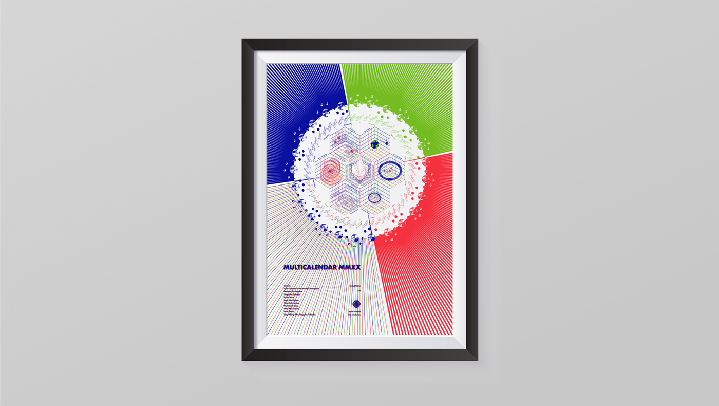 calendar infographic RGB red green blue screen printing poster