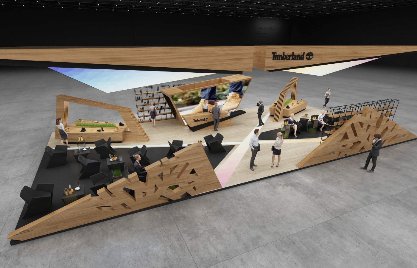 exhibitionstand booth standdesign RomanGeviuk Technology shoes timberland creative polygon GMstanddesign