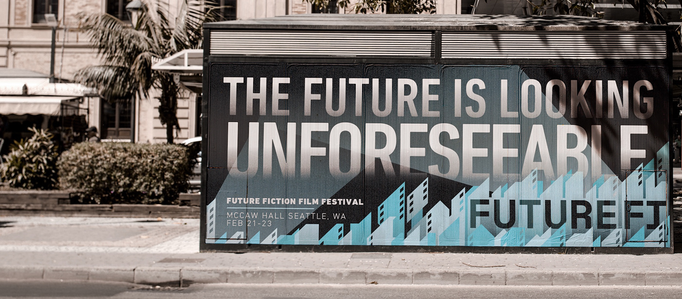 Film   festival branding  future sci-fi poster billboard blue FUTURISM great