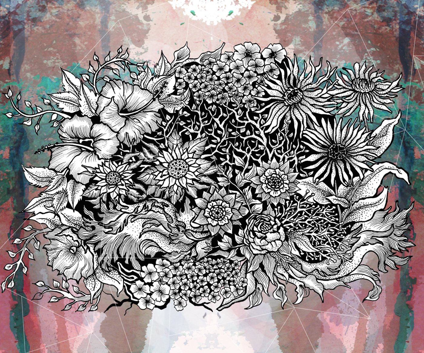 art artwork sketch doodle ink surreal Flowers colours