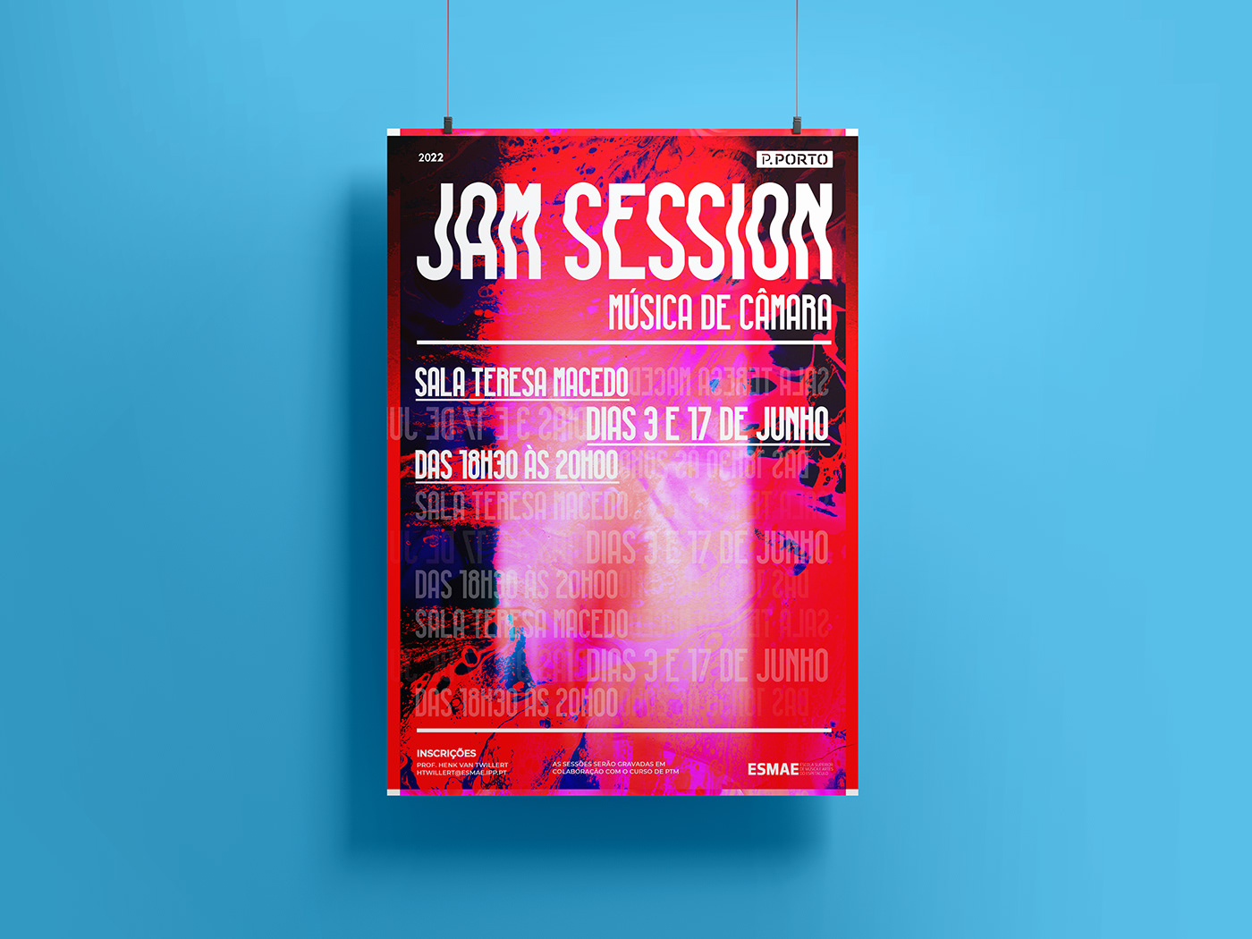posters graphic design  Transparency colorfull ESMAE music Theatre colorblocks mix style