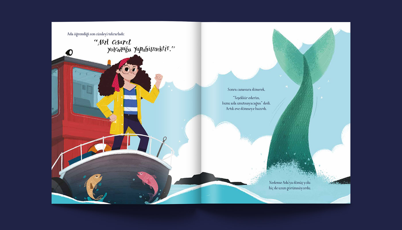 children book ILLUSTRATION  voyage sea creatures feminism Sailor journey