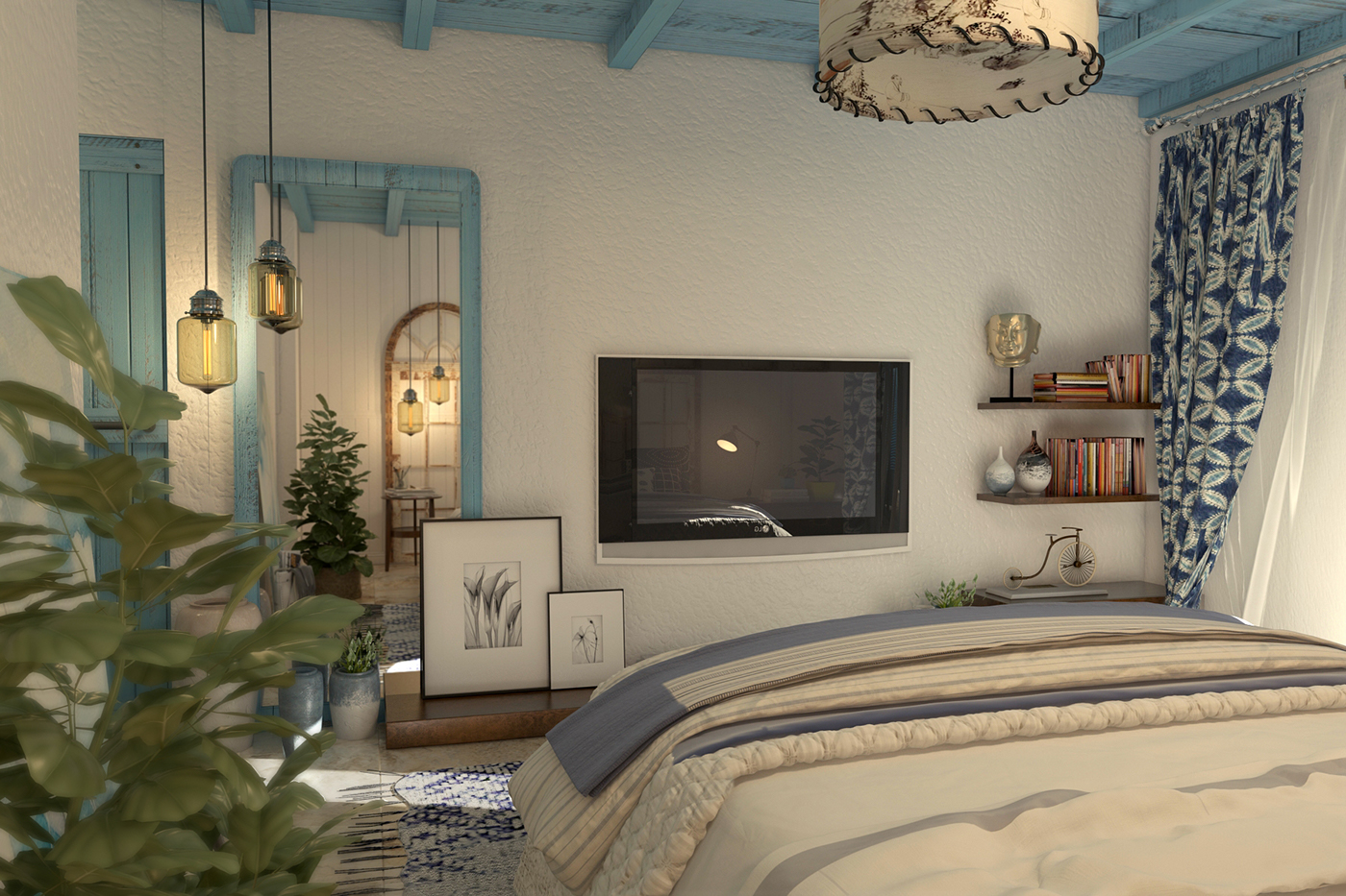 santorini modern bedroom decor interior design furniture decoration