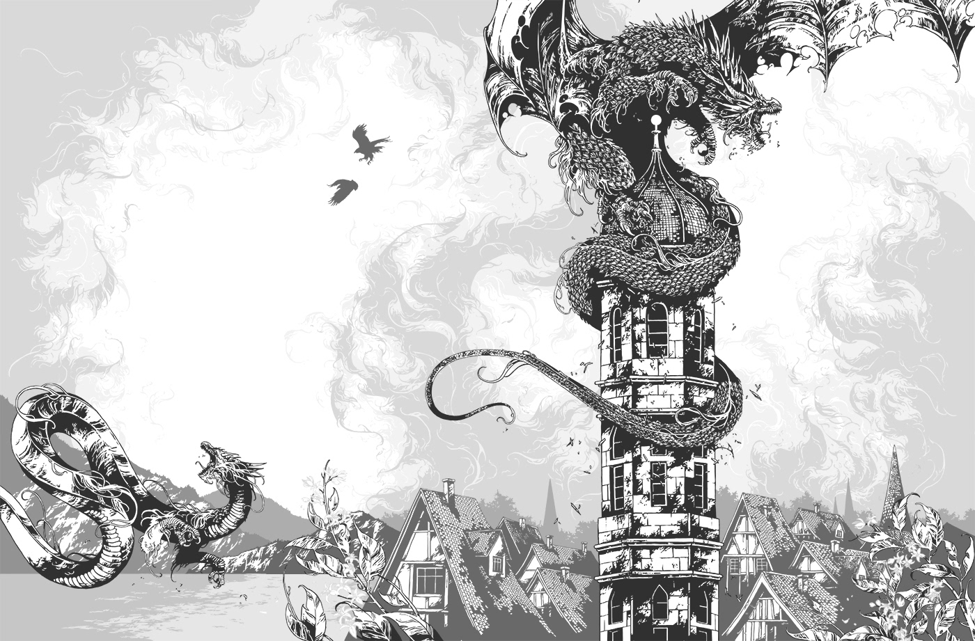 ILLUSTRATION  dragon creatures priory orange tree book cover cover tower Bloomsbury