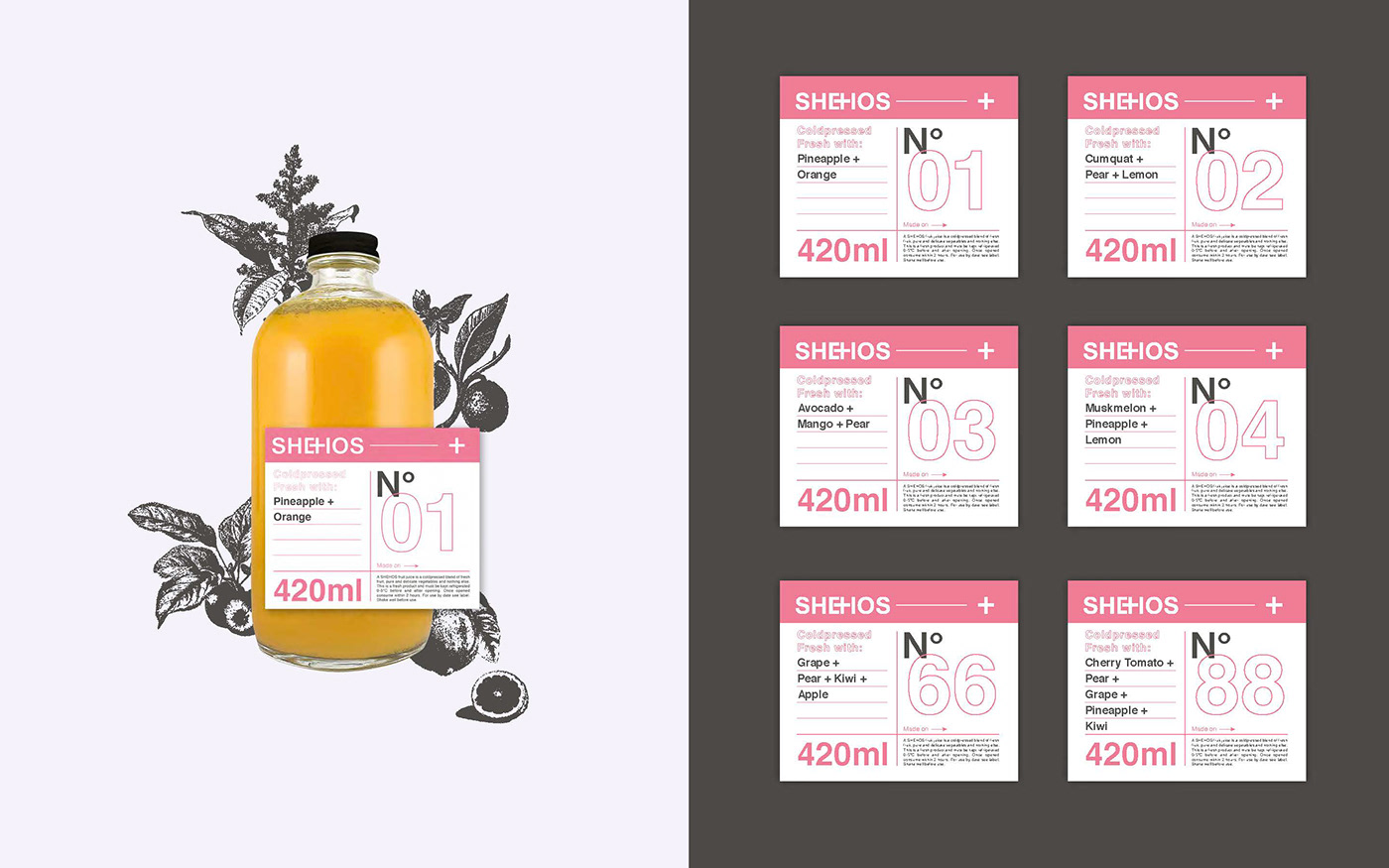 branding  graphic design  juice super food healthy Brand Guidline pink