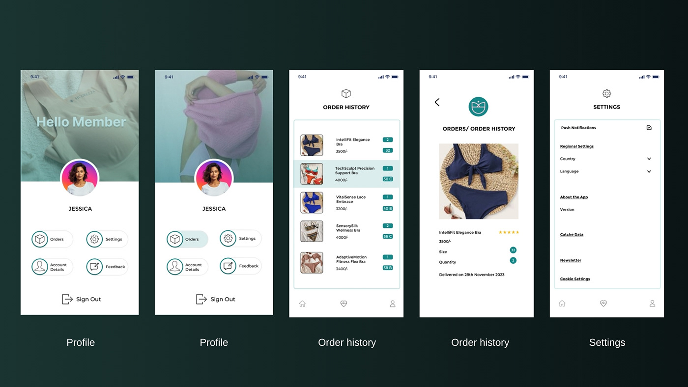 UI/UX app design user interface Experience Figma Mobile app Case Study Innerwear Clothing bra design