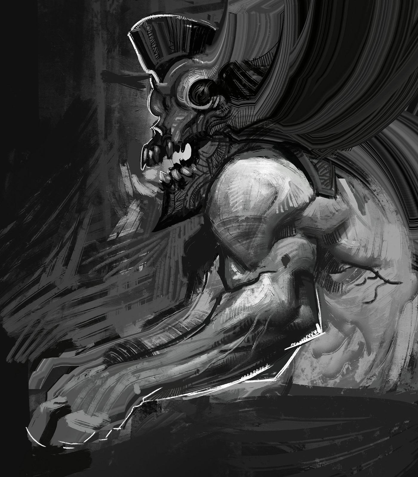ILLUSTRATION  concept Character design  Drawing  painting   concept art blackandwhite