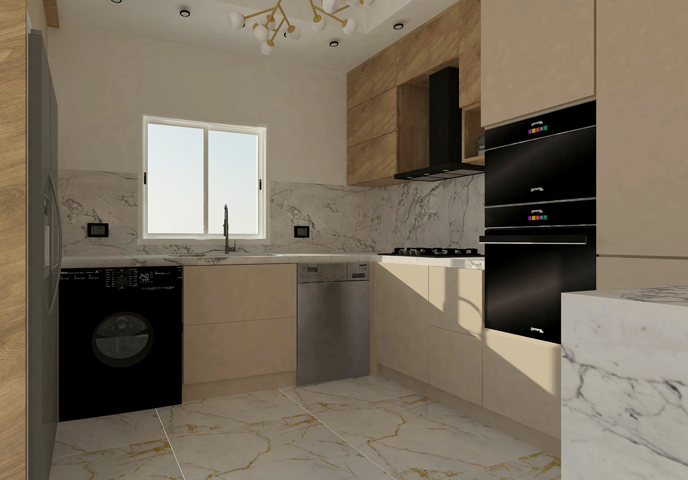 Interior kitchen design visualization Render interior design  modern 3D vray