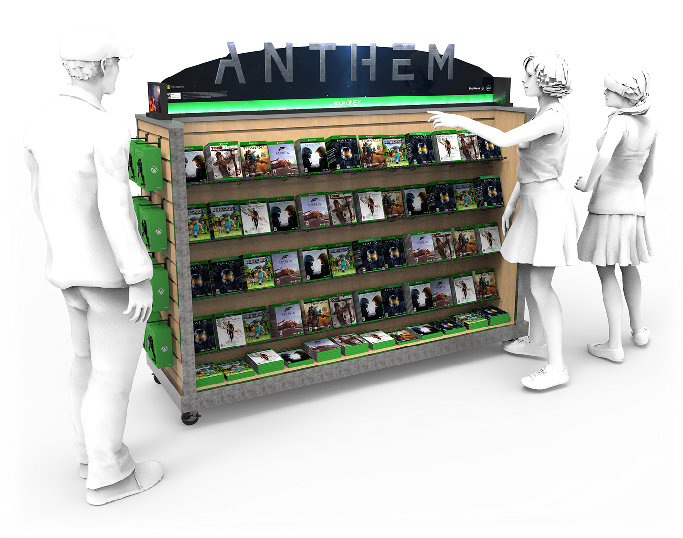 xbox anthem shelf display retail display Gaming Display Games Gaming demo LED Touchscreen Signage
