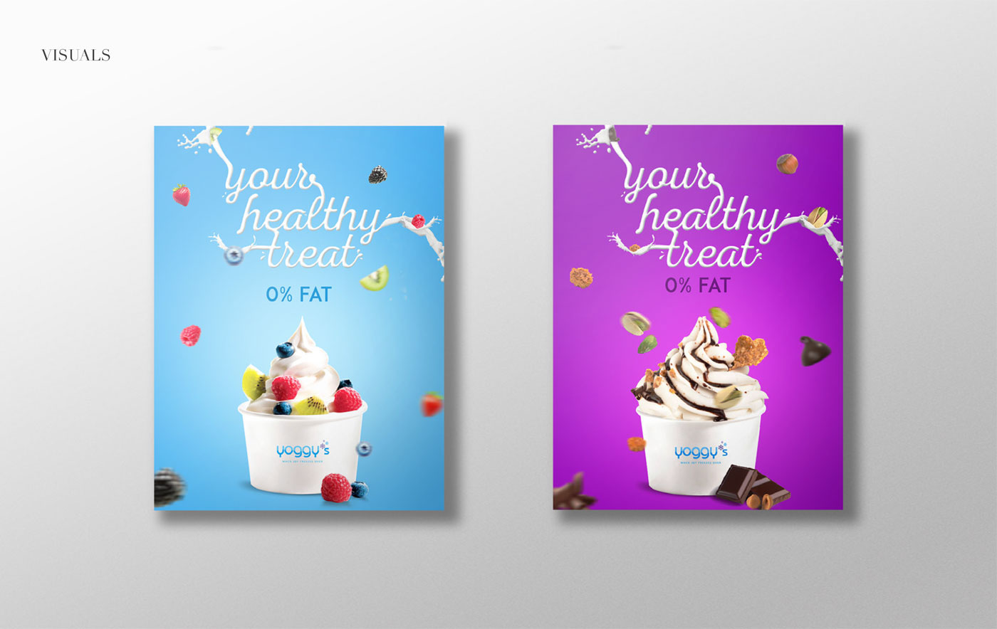 photo manipulation frozen yogurt branding  typography   milk ice cream fruits healthy treate