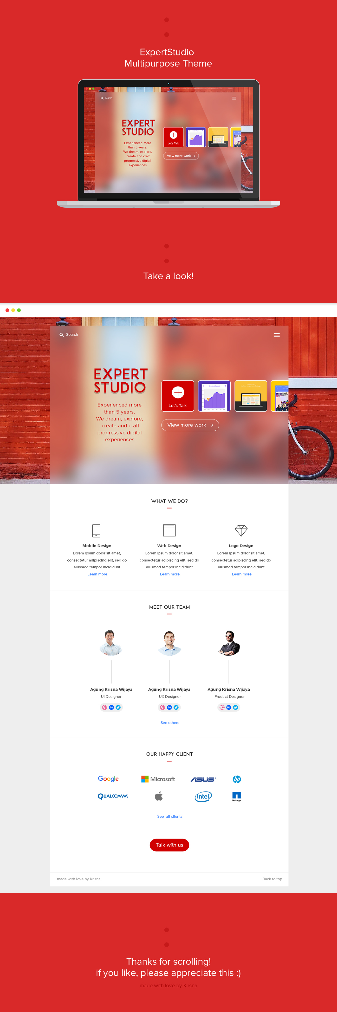 Multipurpose Theme red elegant simple comfortable Freelance modern