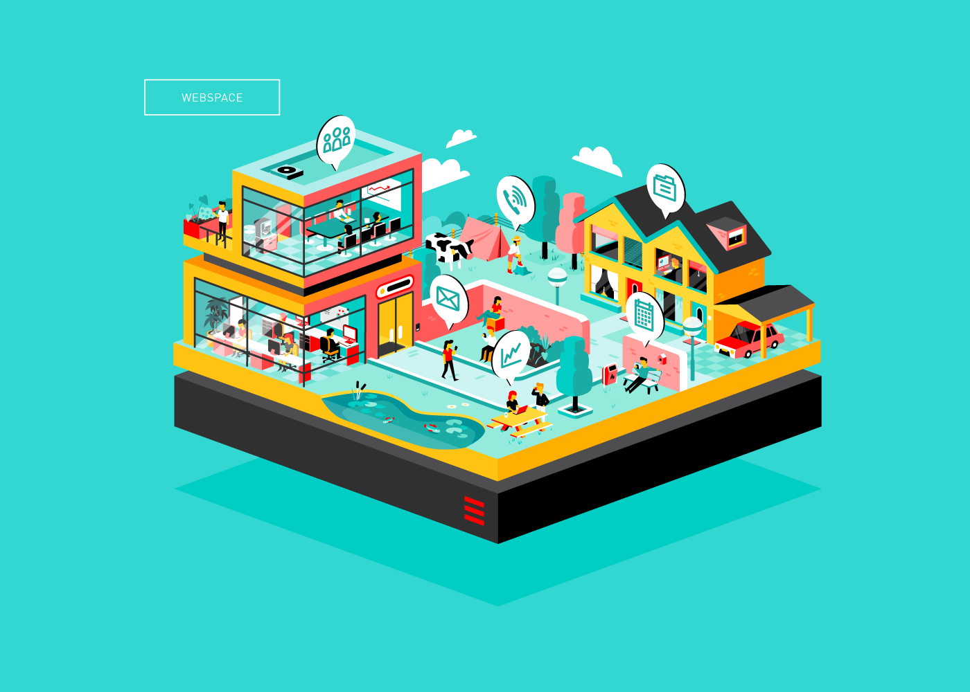 Isometric map support vector digital tech app apps characters Computer