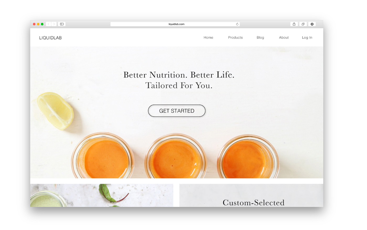 UI ux visual design juice landing page simple minimal Header footer White modern