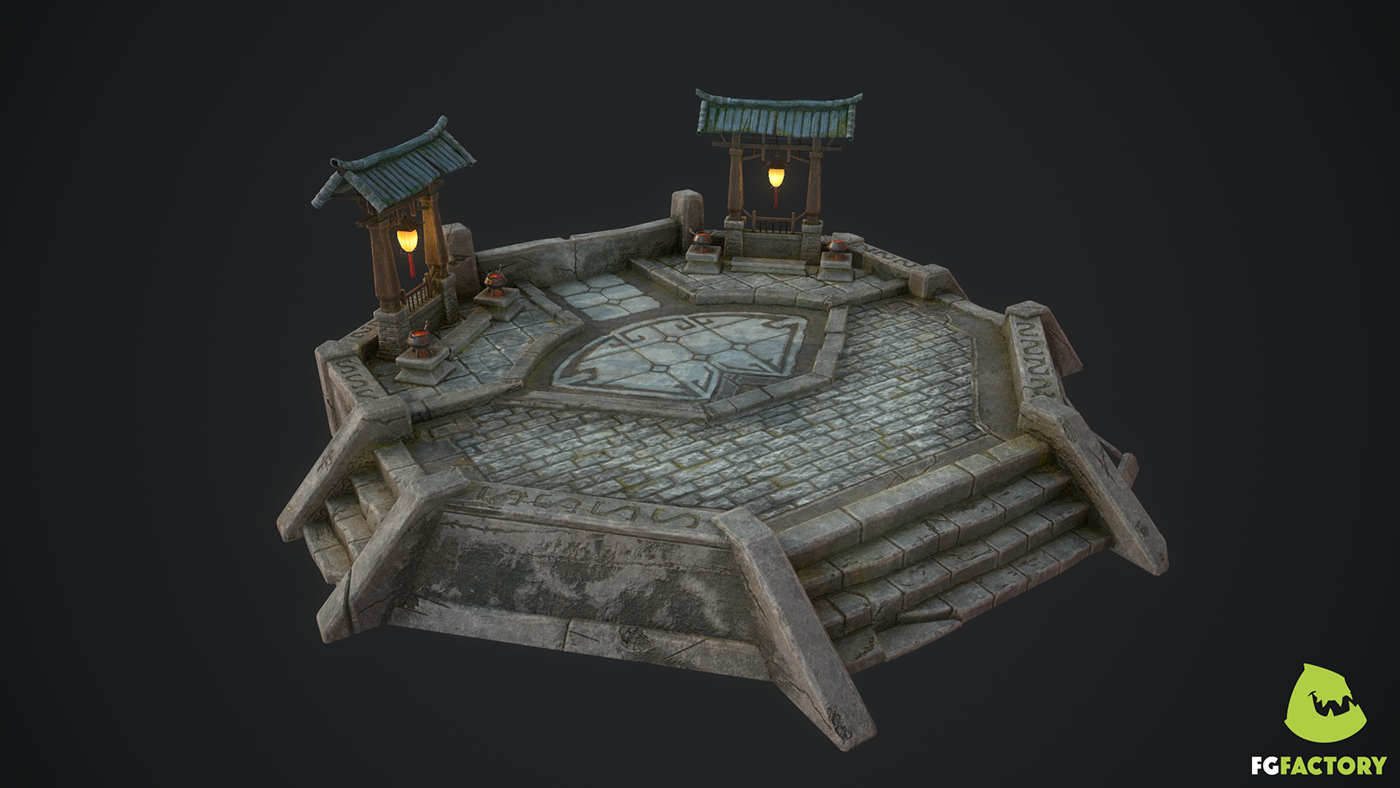altar ruin environment building game Game Art fantasy 3D Shrine stylized