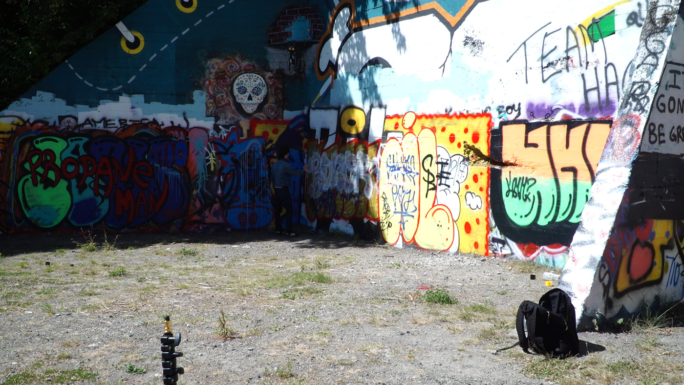 Graffiti rattle can art wall lowbrow