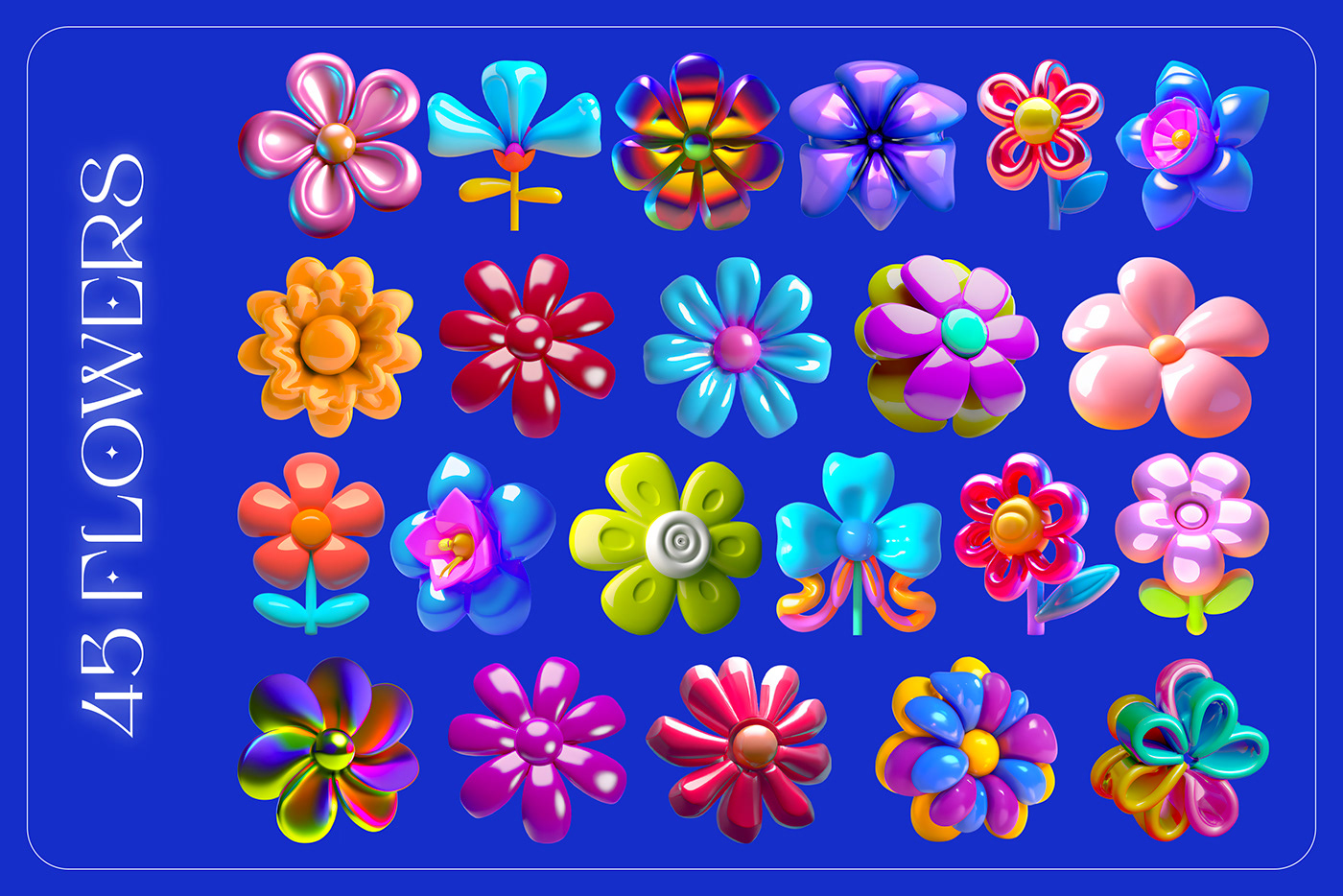 flower download 3D surreal fantasy art creative market artwork 3d flowers