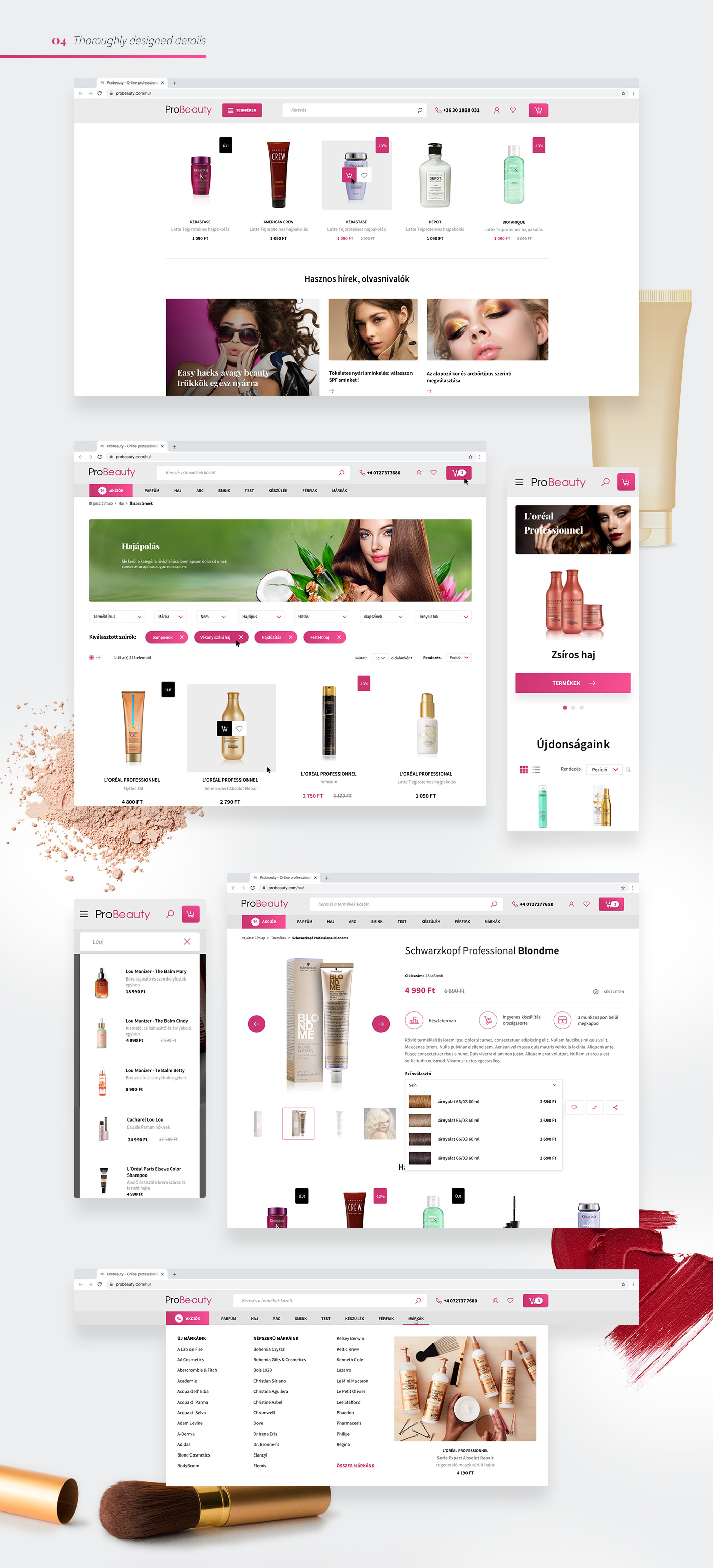beauty e-commerce Fashion  magento2 UI ux webshop