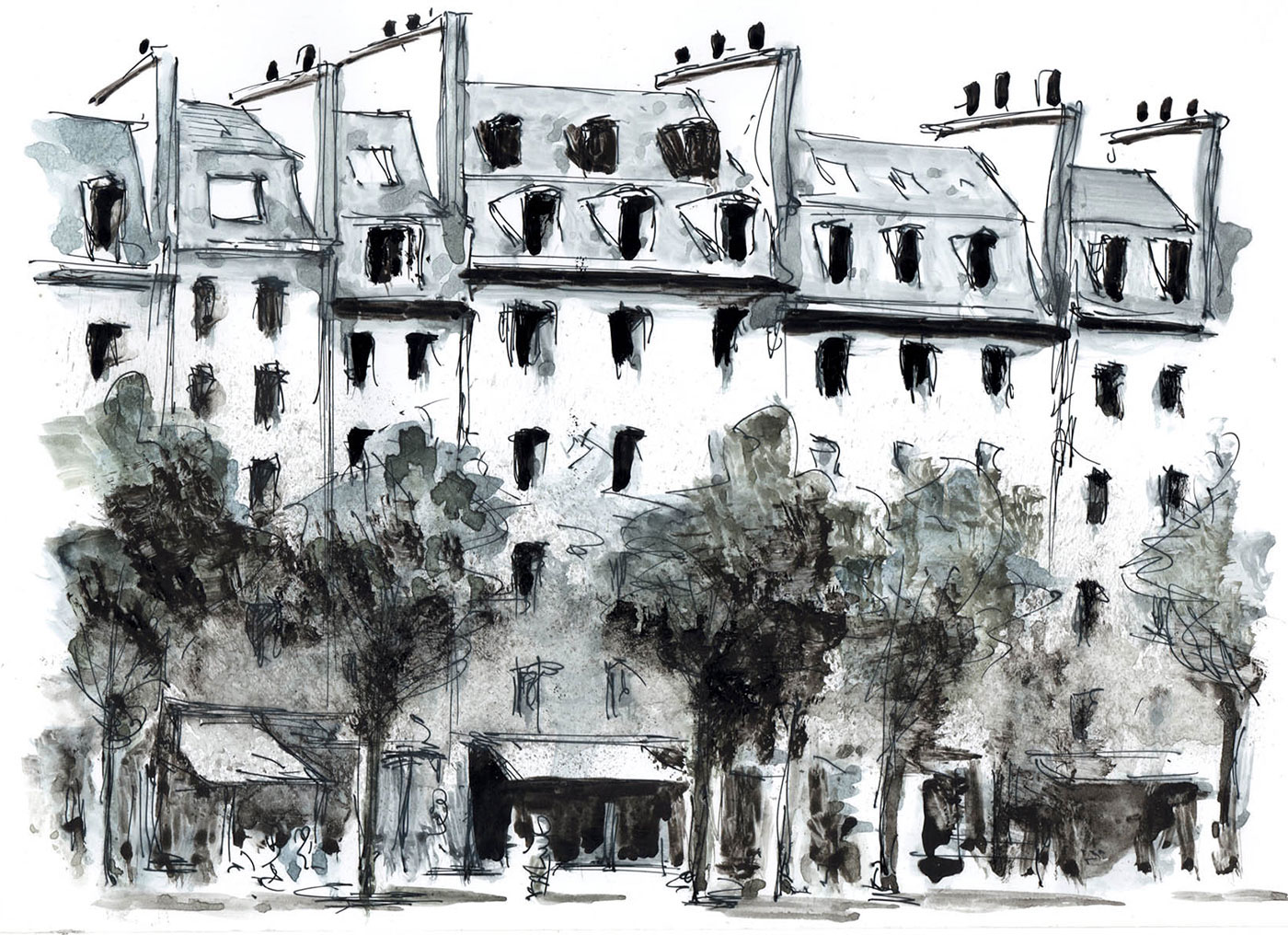 Paris watercolor ILLUSTRATION  handmade Drawing  pencil painting   art architecture