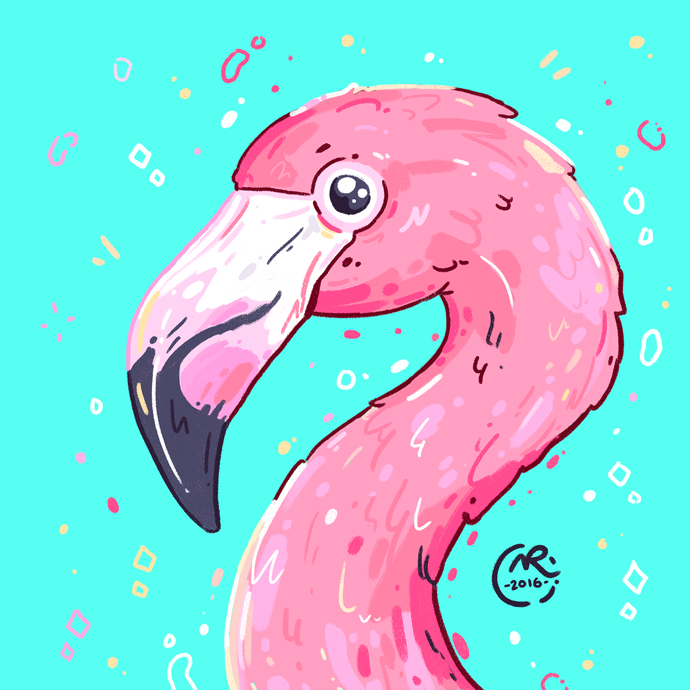 Character design  design cartoonist wildlife bird flamingo colourist Drawing  Cartooning  cute