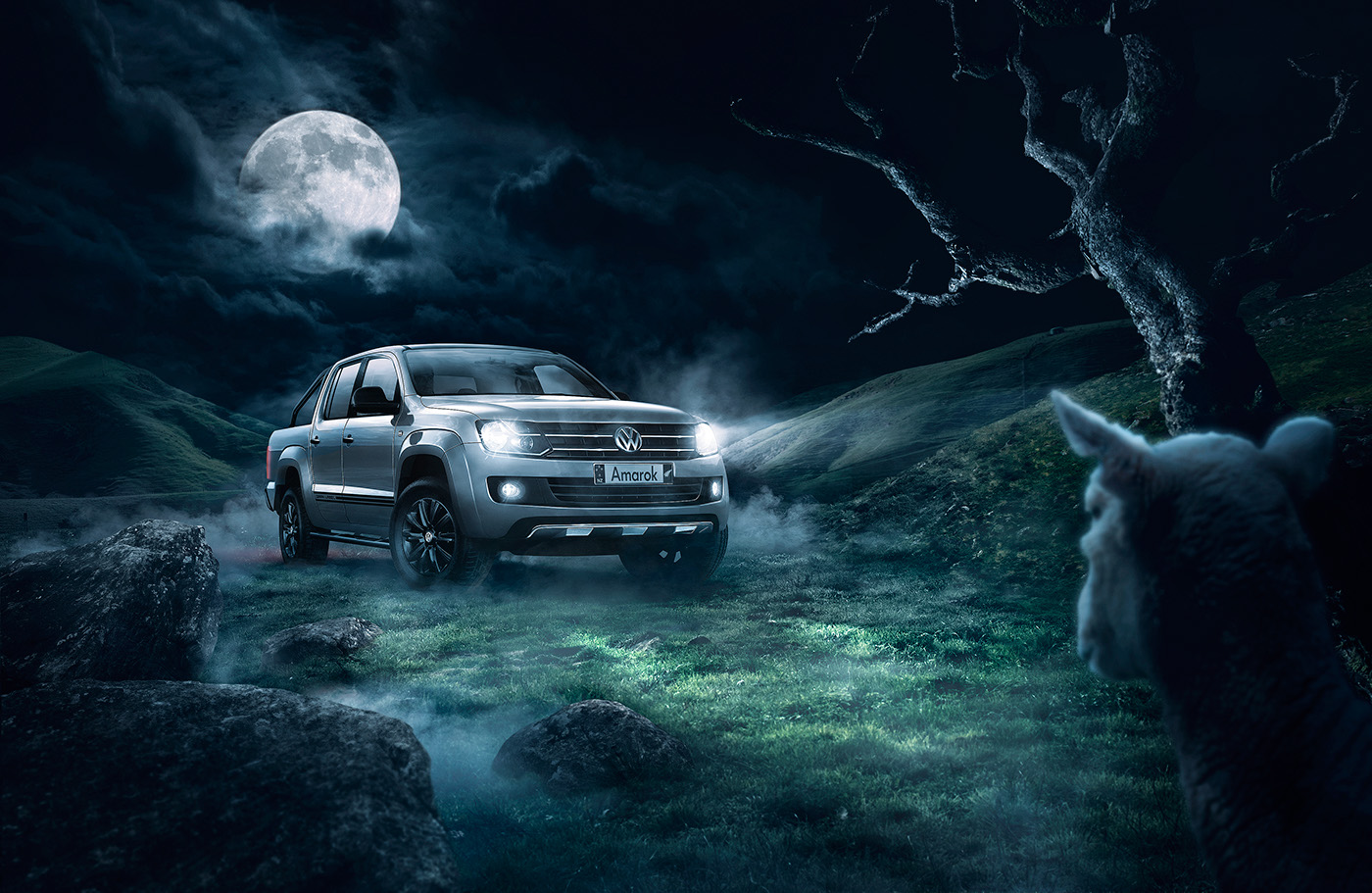 wolf moon Truck VW amarok night sheep