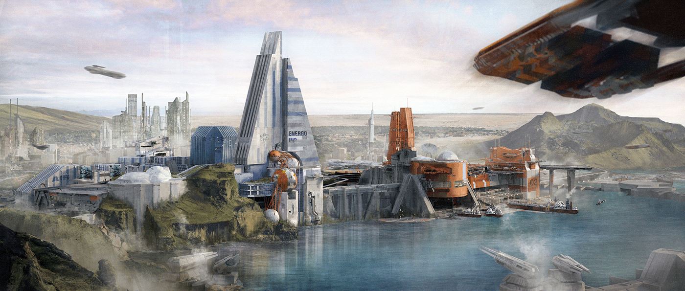 Sci-fi illustration of future city. Cyberpunk. Concept art 